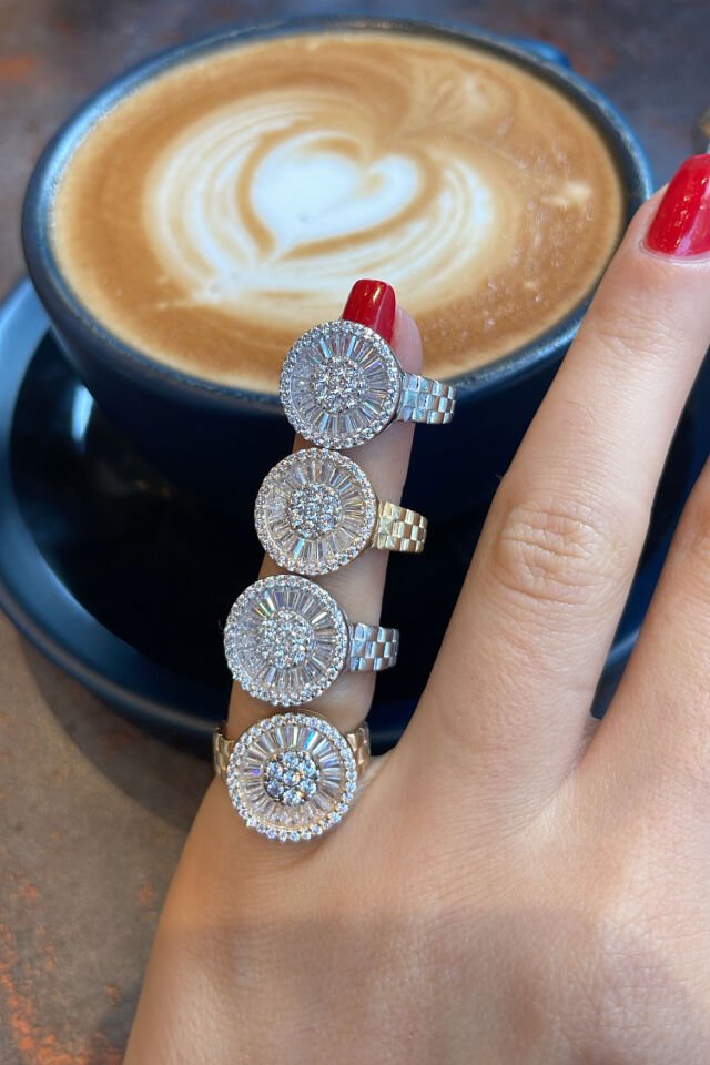 Baget Taşlı Tasarım Serçe Parmak Yüzük