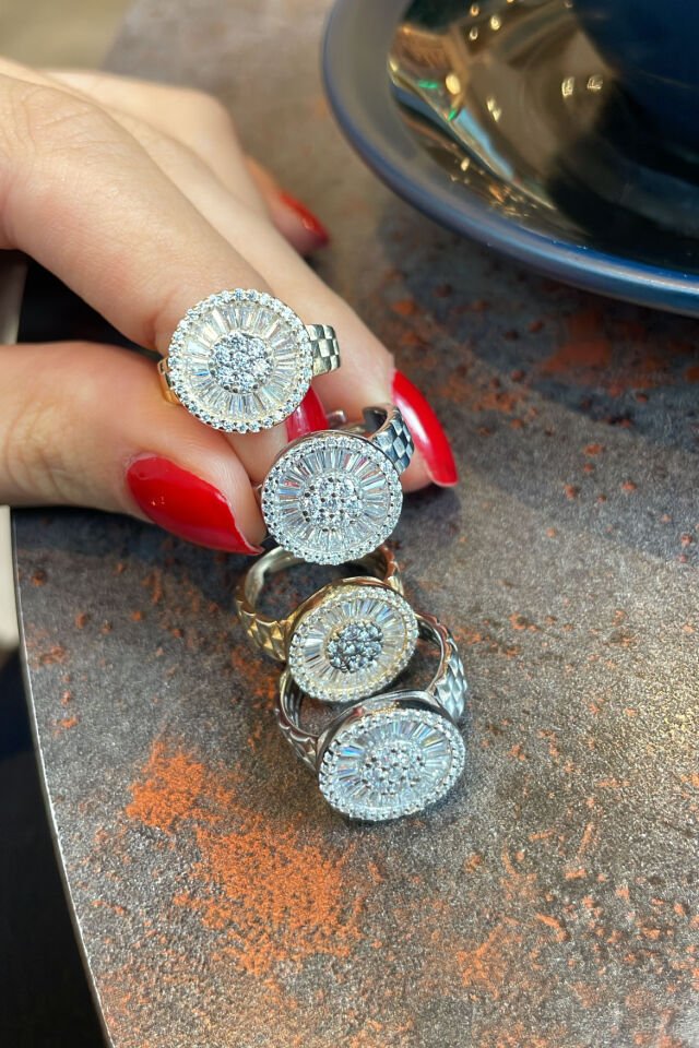 Baget Taşlı Tasarım Serçe Parmak Yüzük