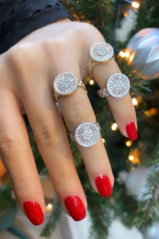 Baget Taşlı Tasarım Serçe Parmak Yüzük