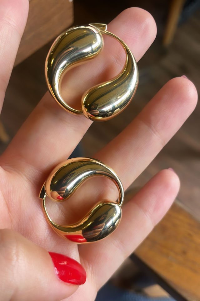 Yin Yang Tasarım Halka Gümüş Küpe