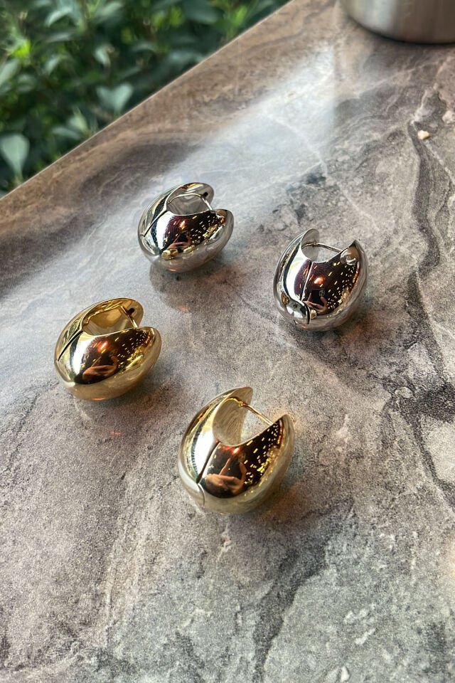 Bombeli Tasarım Gümüş Küpe