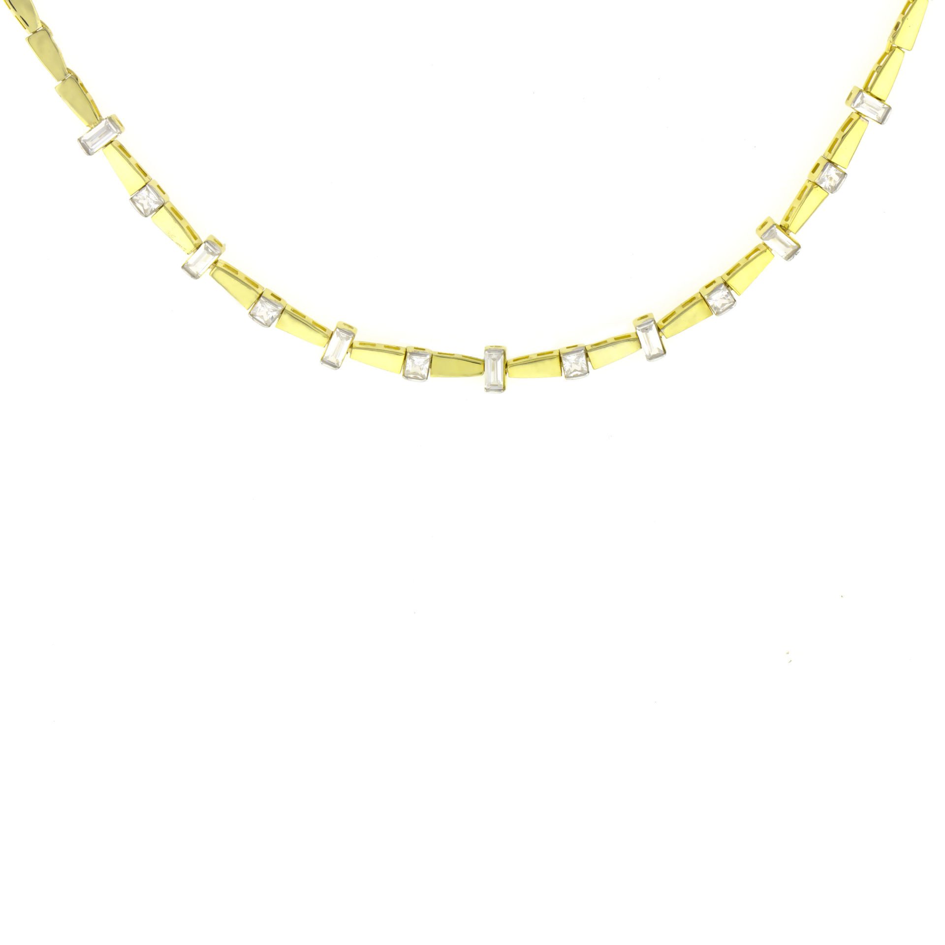 Baget ve Yuvarlak Taşlı Gümüş Choker