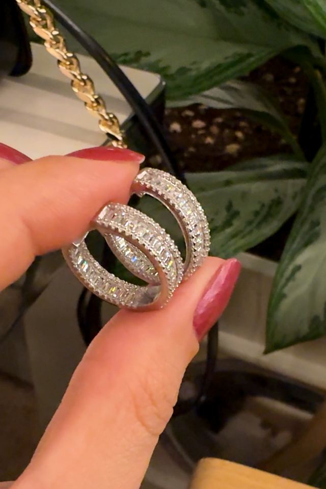 İthal Taşlı Halka Gümüş Küpe