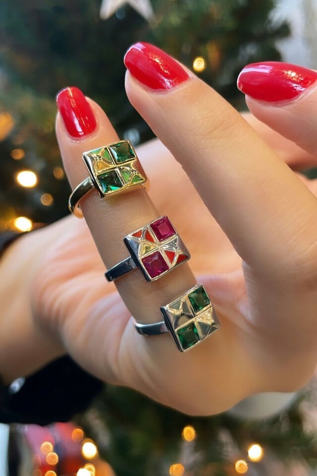 Kare Taşlı Dama Şans Gümüş Yüzük