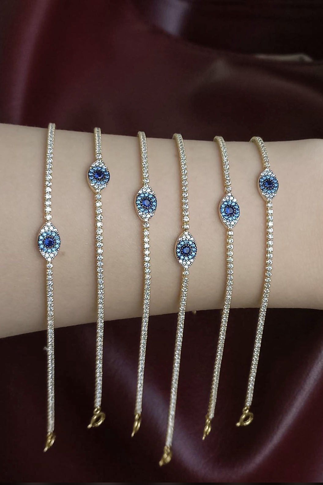 İthal Nazar Göz Suyolu Gümüş Bileklik