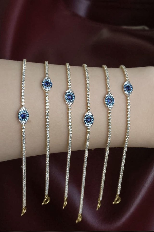 İthal Nazar Göz Suyolu Gümüş Bileklik