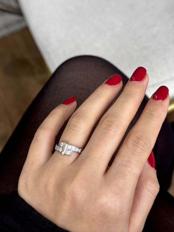 Tasarım İki Renk Gümüş Yüzük