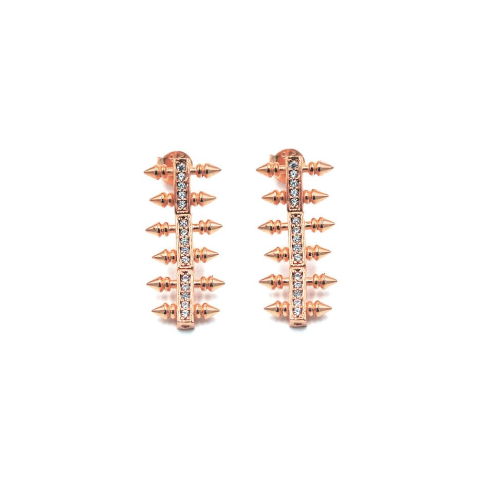 Dikenli Tasarım Gümüş Küpe