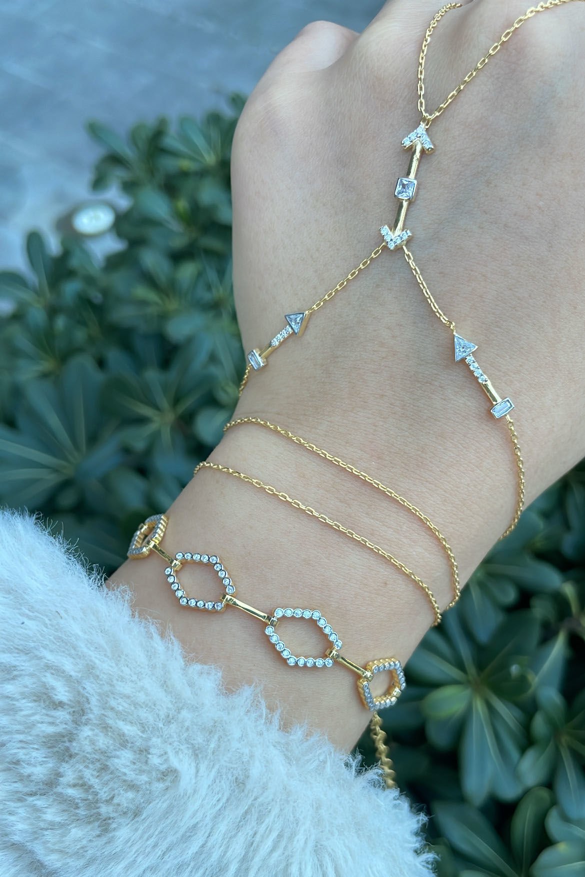 Altıgen Taşlı Şans Gümüş Bileklik