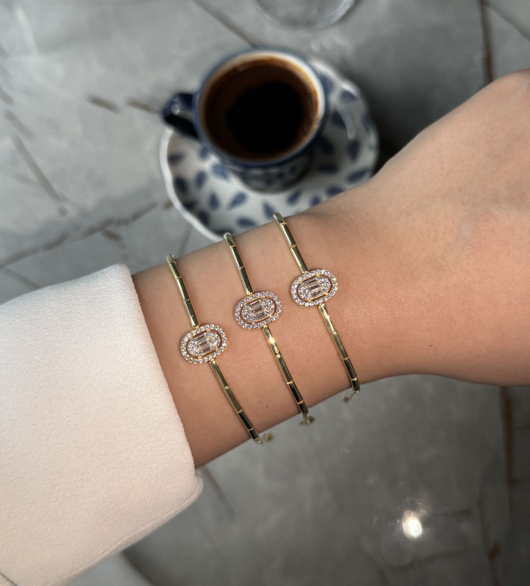 Baget Taşlı Tasarım Gümüş Bileklik