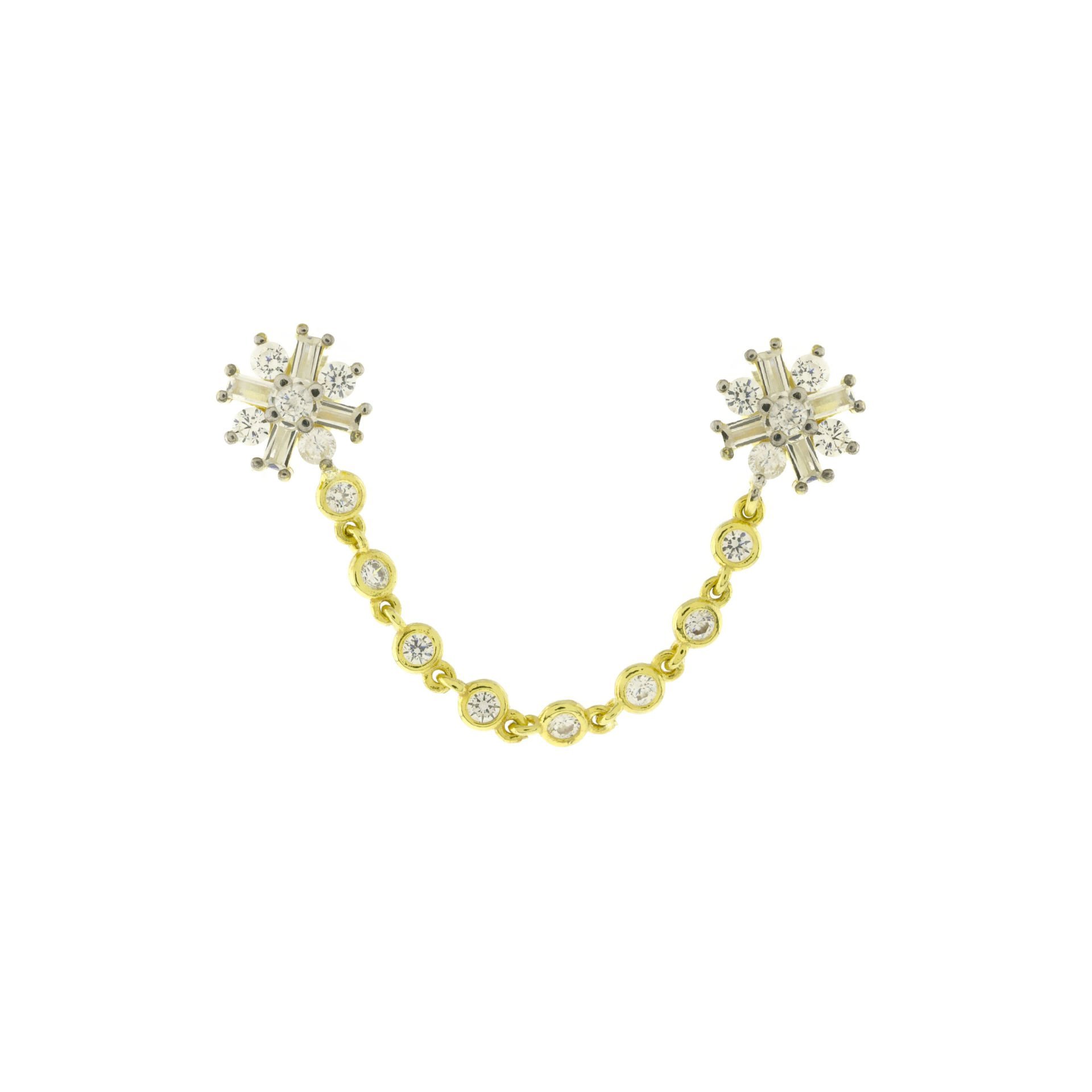 Yuvarlak Taşlı Sallantılı Gümüş Küpe