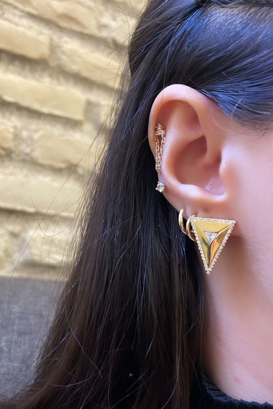 Üçgen Tasarım Gümüş Küpe