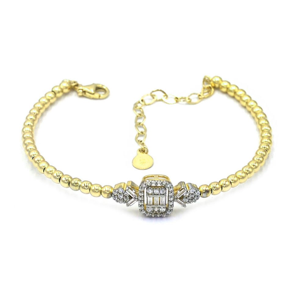 Baget Tasarım Pırlanta Kesim Gümüş Bileklik