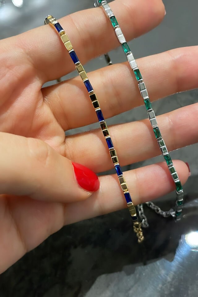 Baget Taşlı Gümüş Bileklik