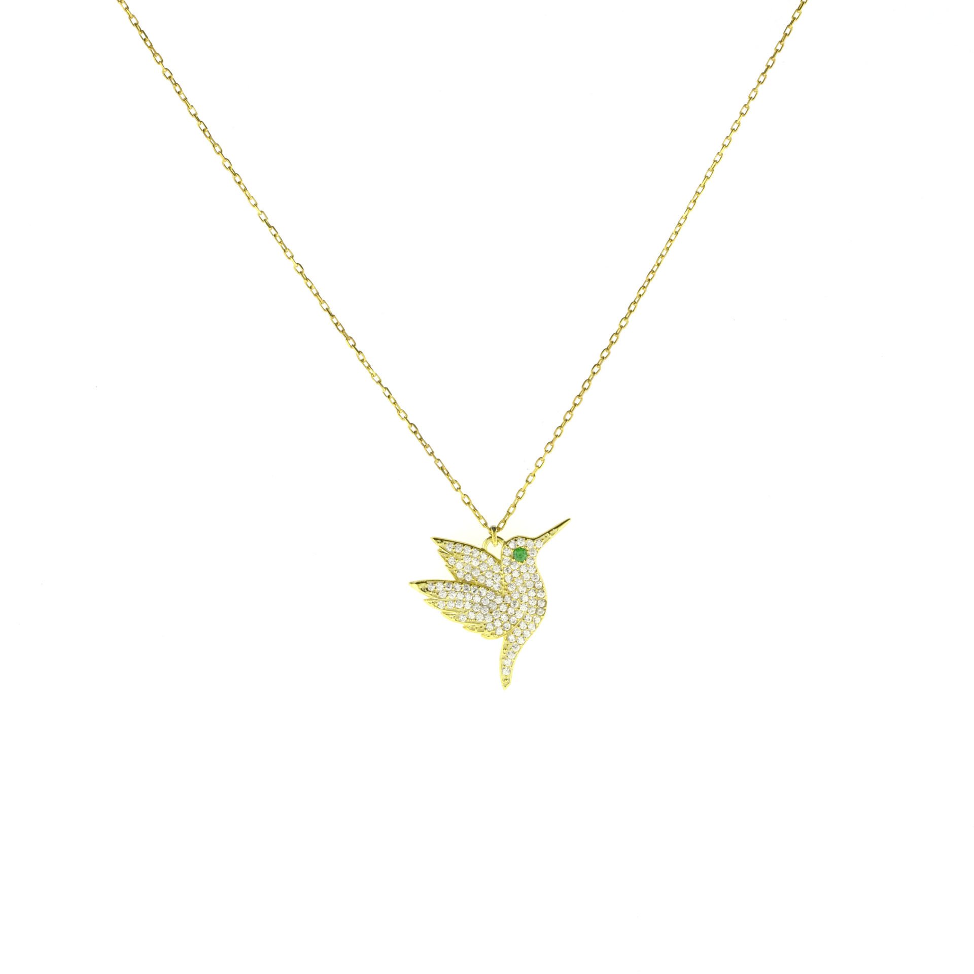 Zirkon Taşlı Kırlangıç Gümüş Kolye