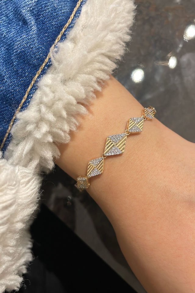 Baklava Kesim Gümüş Bileklik