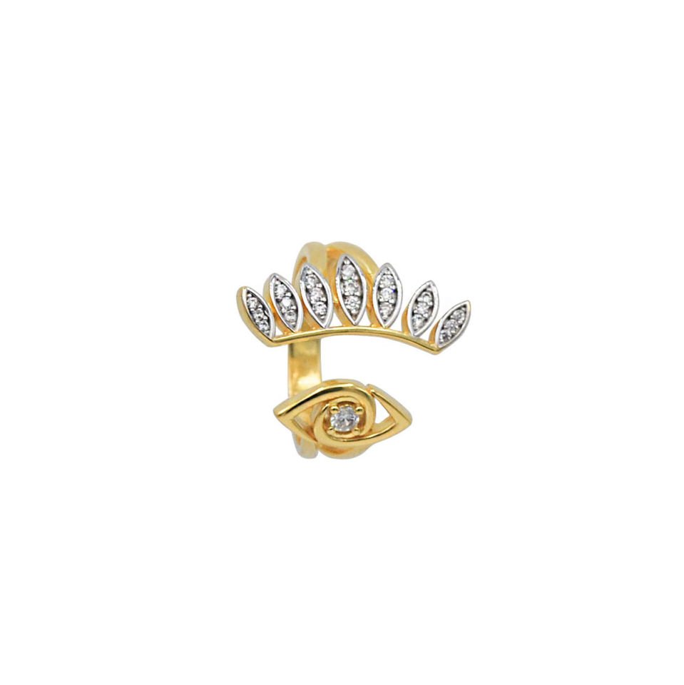 Taşlı Tüy Nazar Göz Gümüş Yüzük