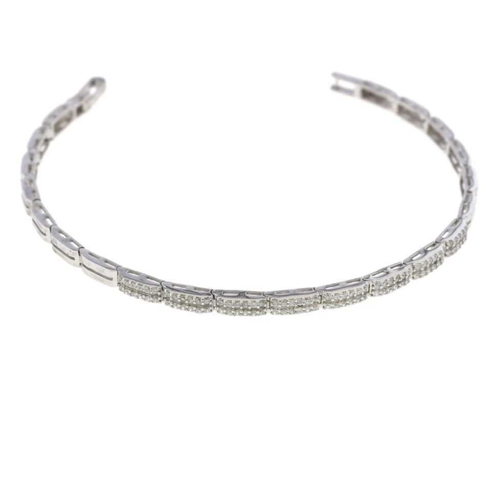 Sıralı Taş Su Yolu Gümüş Bileklik