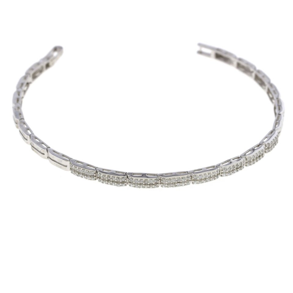 Sıralı Taş Su Yolu Gümüş Bileklik