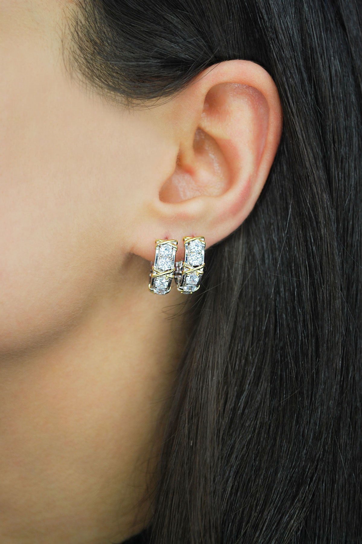 X Tasarım Halka Gümüş Küpe