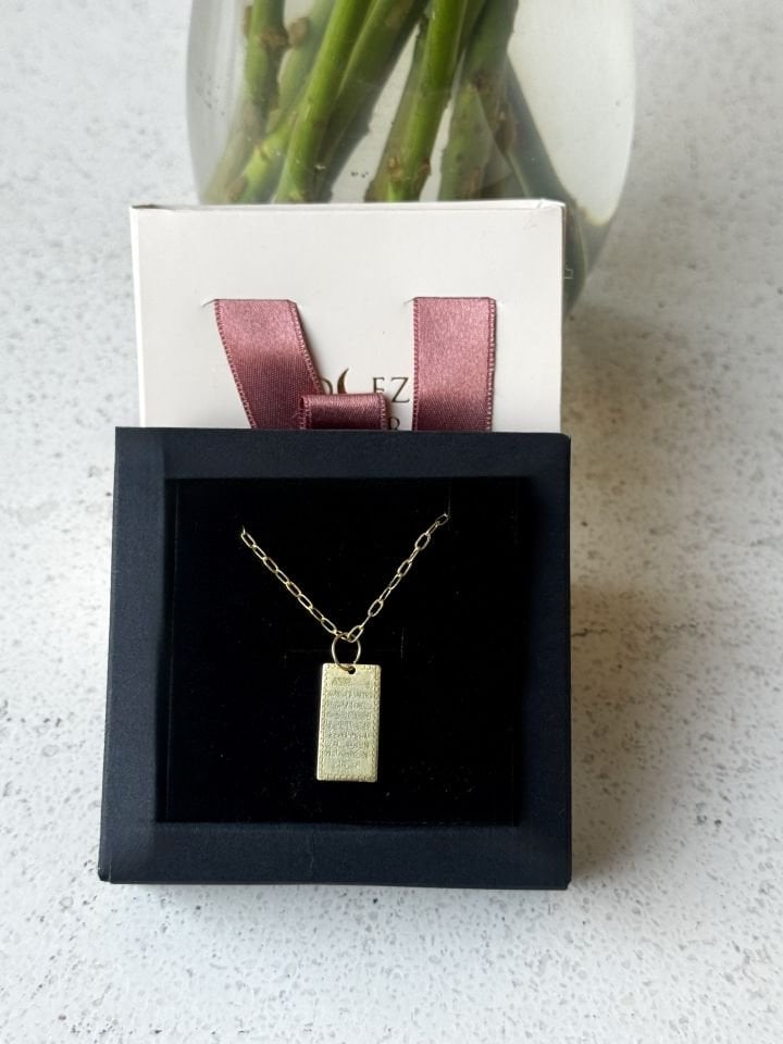 Dikdörtgen Plaka Ayetel Kürsi Gümüş Kolye